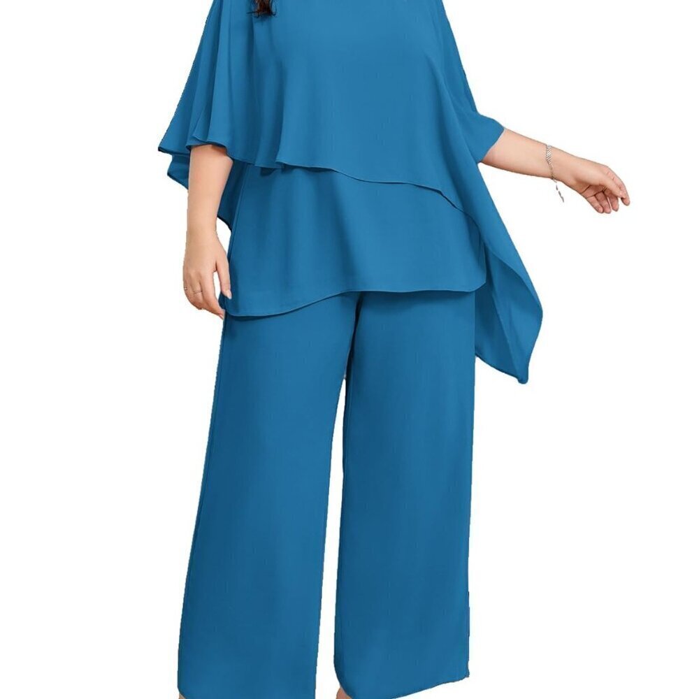 Hanna Nikole Wedding Guest Pant Suit 2 Pieces Mother of The Groom Pantsuits "S"